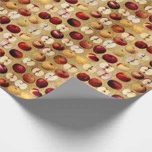 Vintage rote und goldene Äpfel Geschenkpapier
