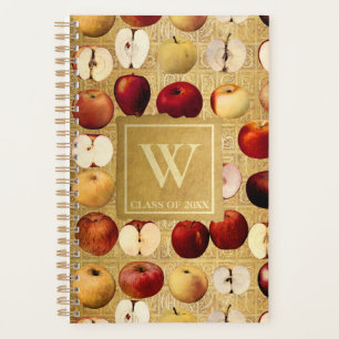Vintage Rote und Goldene Äpfel Mit Monogramm Gold Planer