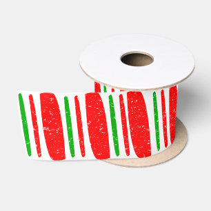 Vintage rote und grüne Candy Cane Weihnachtsdekora Satinband