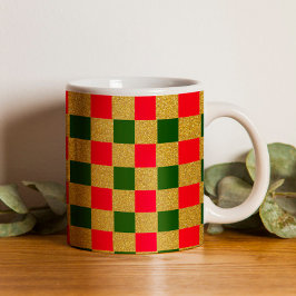 Vintage rote und grüne Checkerboard einzigartig de Kaffeetasse