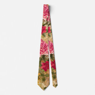 Vintage rote und rosa Rosen mit Blumen Krawatte