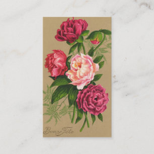 Vintage, rote und rosa Rosen Visitenkarte