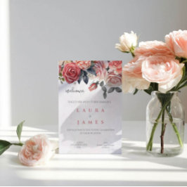 Vintage rote und rosafarbene Rosen Hochzeit  Einladung