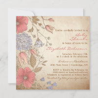 Vintage rote und violette Blumen Baby Shower