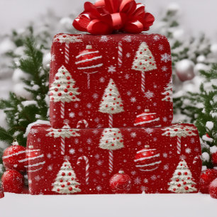 Vintage rote und weiße Candy Cane Weihnachten  Geschenkpapier