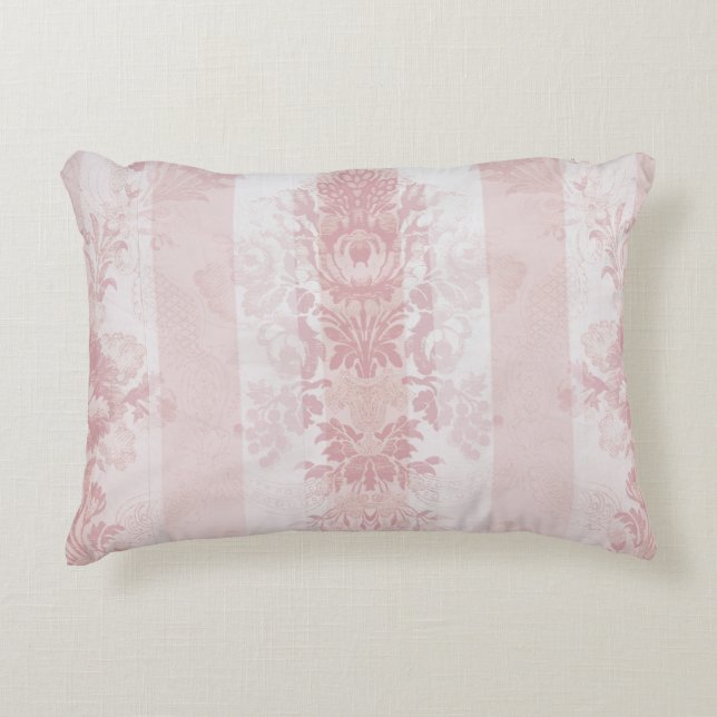 Vintage, rote und weiße Damaskus Streifen auf Sati Dekokissen (Vorderseite)