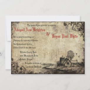 Vintage Rote Vintage Einladung zur Hochzeit