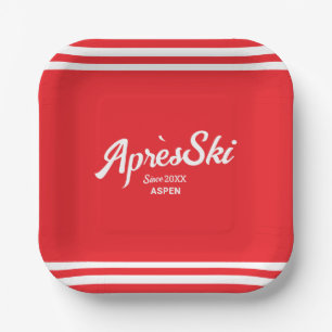 Vintage Rote Vorfahren Ski Custom Ski Resort Party Pappteller