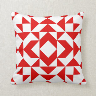 Vintage-rote Weihnachts-Geometrie-Quilt-Kunst-Desi Kissen