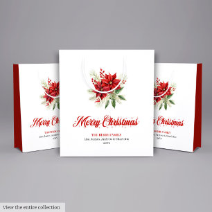 Vintage rote Weihnachtsstern-Geschenktüte Mittlere Geschenktüte