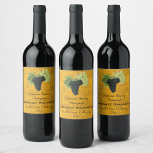 Vintage Rote Weintrauben, Cabernet Sauvignon Weinetikett