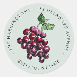 Vintage Rote Weintrauben HandGezeichnet Rücksendea Runder Aufkleber