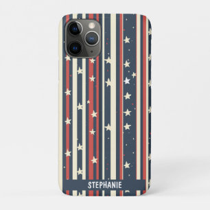 Vintage rote, weiße und blaue Streifen mit Sternen Case-Mate iPhone Hülle
