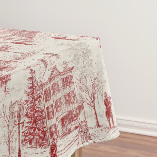 Vintage Rote Winterlandschaft Tischdecke (Beispiel)