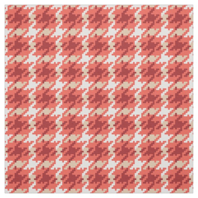 Vintage roter beiger Houndstooth-Karomuster Stoff (Muster)