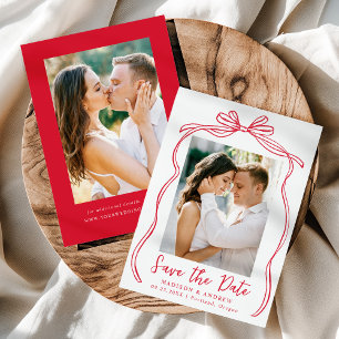 Vintage roter Bogen 2 Foto-Hochzeit Save The Date
