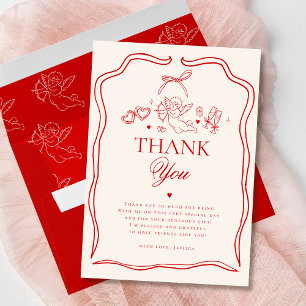 Vintage roter Cupid Cherub Hochzeitsdusche Danke