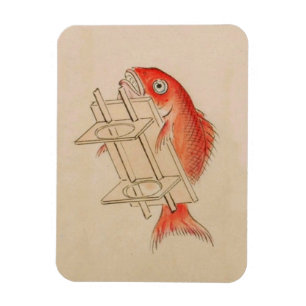 Vintage Roter Fisch Yokai Magnet