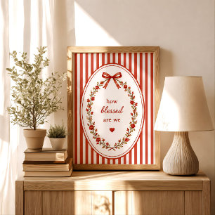 Vintage roter floraler Bogen Coquette-Zitat-Druck Poster