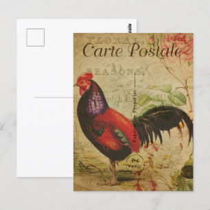 Vintage Roter Hahn Postkarte