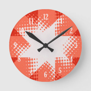 Vintage roter Halbton-Stern Runde Wanduhr