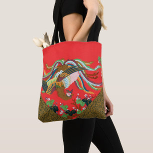 Vintage roter japanischer Phönix-Vogel Kunst G.A.