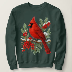 Vintage Roter Kardinal Vogel   Klassischer Winterv Sweatshirt