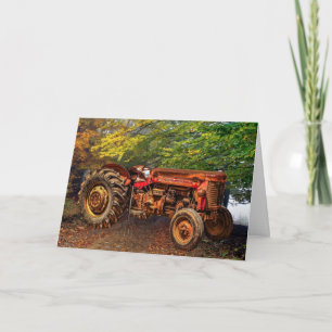 Vintage roter Landtraktor Karte
