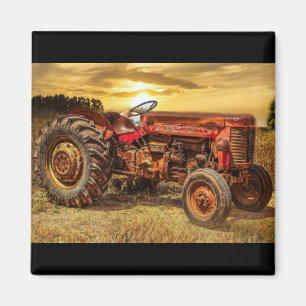 Vintage roter Landtraktor Magnet