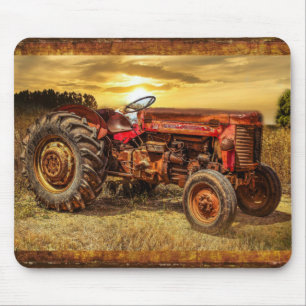 Vintage roter Landtraktor Mousepad