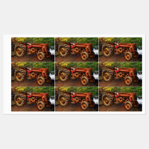 Vintage roter Landwirtschftstraktor Etiketten