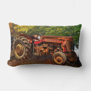 Vintage roter Landwirtstraktor Lendenkissen