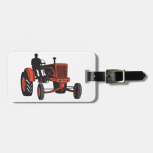 Vintage roter Landwirtstraktor Retro-Landwirt Gepäckanhänger