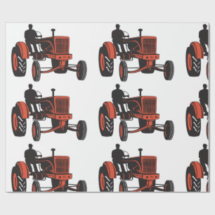 Vintage roter Landwirtstraktor Retro-Landwirt Geschenkpapier