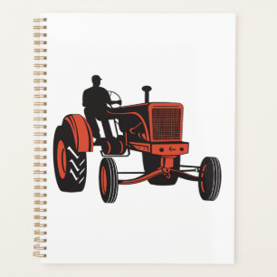 Vintage roter Landwirtstraktor Retro-Landwirt Planer