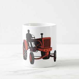 Vintage roter Landwirtstraktor Retro-Landwirt Tasse