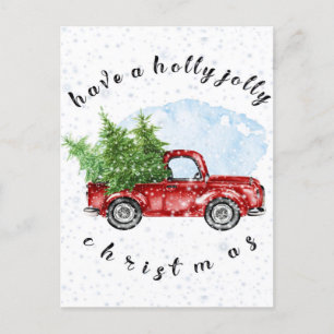 Vintage Roter LKW Ein fröhliches Weihnachtsfest Postkarte