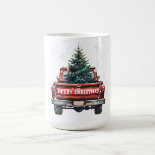 Vintage roter LKW Frohe Weihnachten Kaffeetasse
