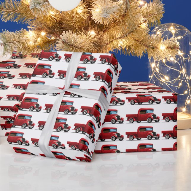 Vintage roter LKW Geschenkpapier (Feiertage)