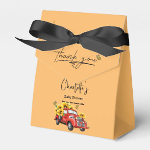 Vintage roter LKW mit Sonnenblumen-Baby-Party Geschenkschachtel