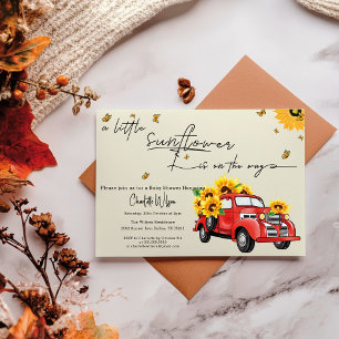 Vintage roter LKW mit Sonnenblumen Baby Shower Einladung