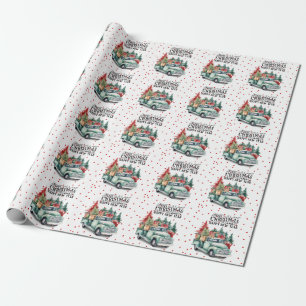 Vintage roter LKW mit Weihnachtsbaum Geschenkpapier