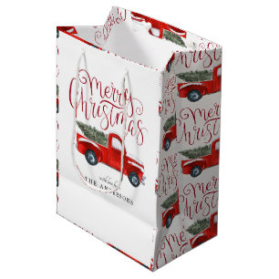 Vintage roter LKW personalisierte Weihnachtsgesche Mittlere Geschenktüte