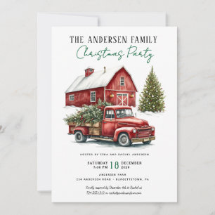Vintage roter LKW rustikale Familien-Weihnachtsfei Einladung