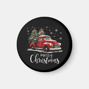 Vintage roter LKW Santa-Weihnachtsbaum Frohe Weihn Magnet