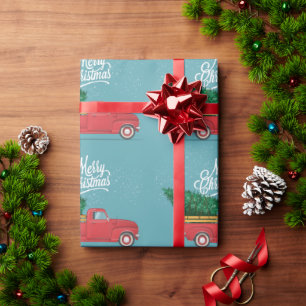 Vintage roter LKW Schriftzug Weihnachten Holiday X Geschenkpapier