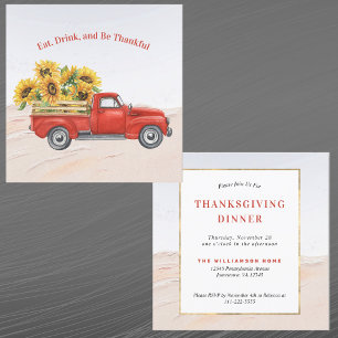 Vintage roter LKW Sonnenblumen Thanksgiving Einladung
