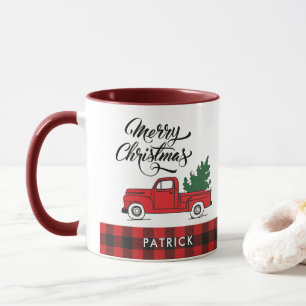 Vintage Roter LKW Weihnachten Tasse