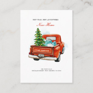 Vintage roter LKW Weihnachten Umzug neue Heimat Ka Visitenkarte