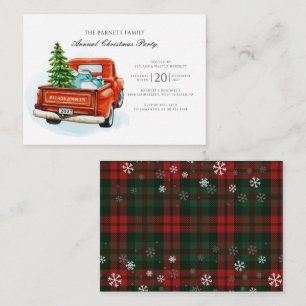 Vintage-Roter-LKW-Weihnachtsbaum-Familien-Weihnach Mitteilungskarte